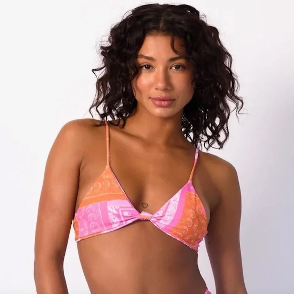 Skatie Sarah Top in Montana (Pink and Orange Patterned Bikini Top)
